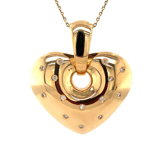 Gouden hart hanger met diamant 18 karaat
