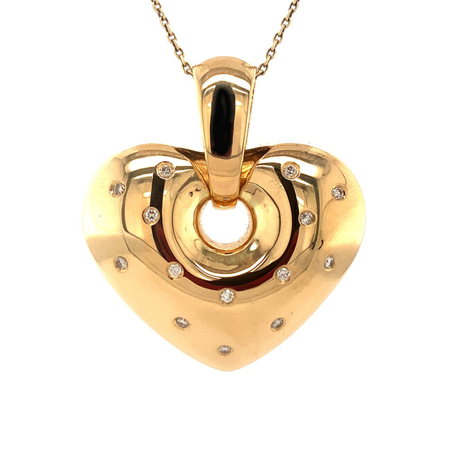 Gouden hart hanger met diamant 18 karaat