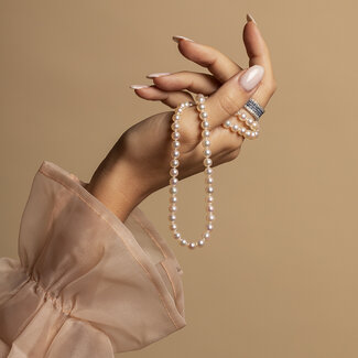 Parel collier met gouden sluiting 14 karaat