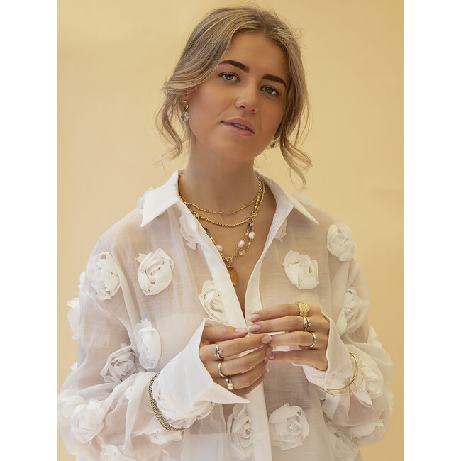 Witgouden ring met diamant 14 krt