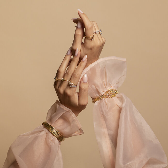 Gold constellation bangle 14 karat