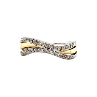 Bicolor Goldring mit Diamant 14 kt