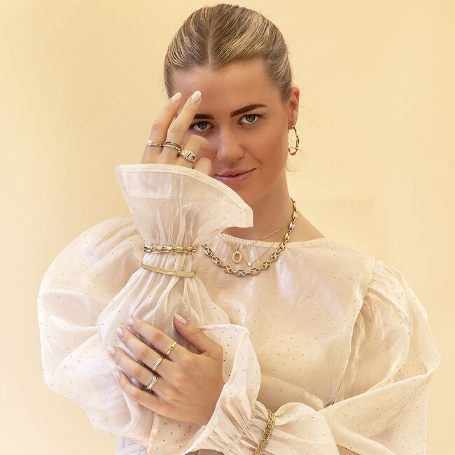 Bicolour gouden ring met diamant 14 krt