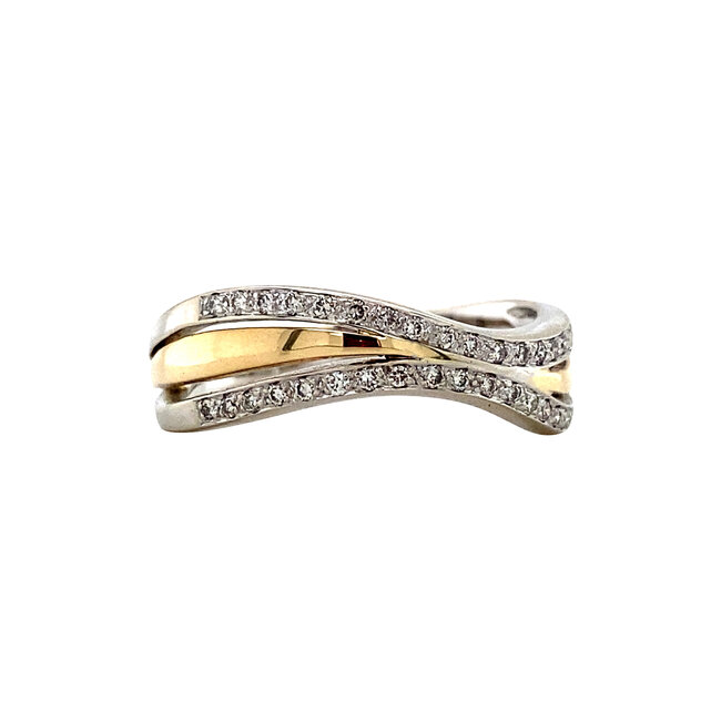 Bicolour gouden ring met diamant 14 krt