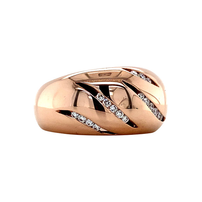 Rosegouden ring met diamant 14 karaat