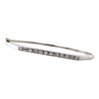 Witgouden bangle met diamant 14 karaat