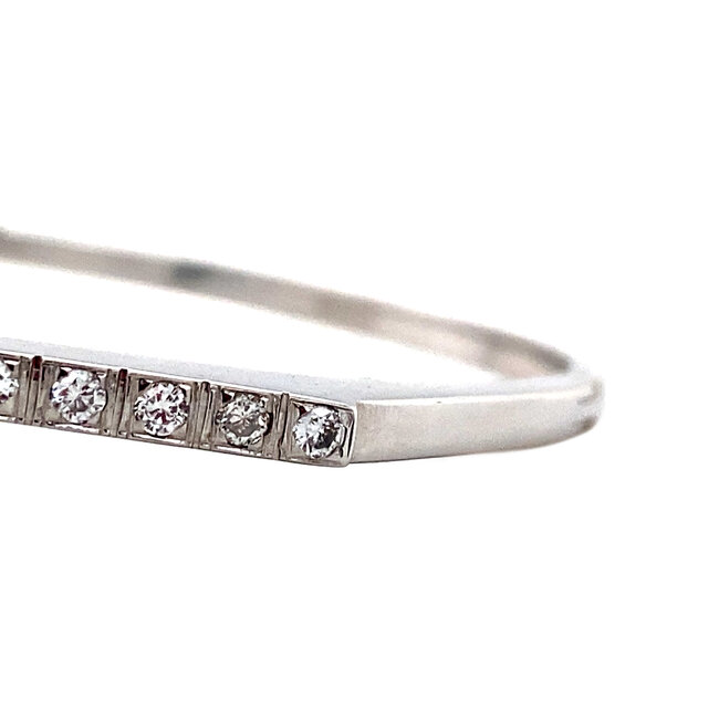 Witgouden bangle met diamant 14 karaat