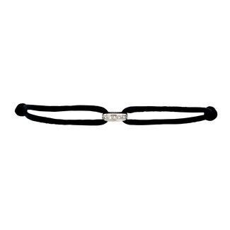 Satijnen armband met witgouden schakel met diamant 18 krt