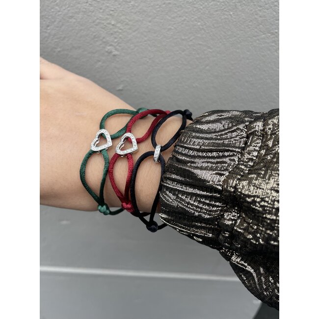 Satin bracelet with white-gold link with diamond 18 kt