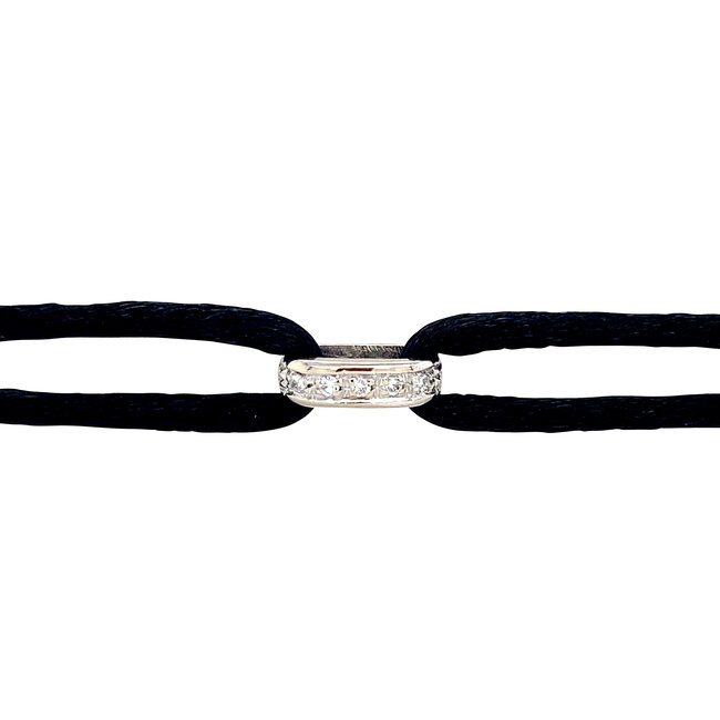 Satin bracelet with white-gold link with diamond 18 kt