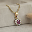 Gouden entourage hanger met diamant en robijn 14 karaat* Nieuw