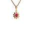 Gouden entourage hanger met diamant en robijn 14 karaat* Nieuw