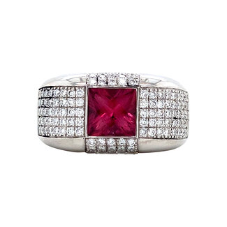 White gold ring with tourmaline and diamond by Tirisi 18 karat