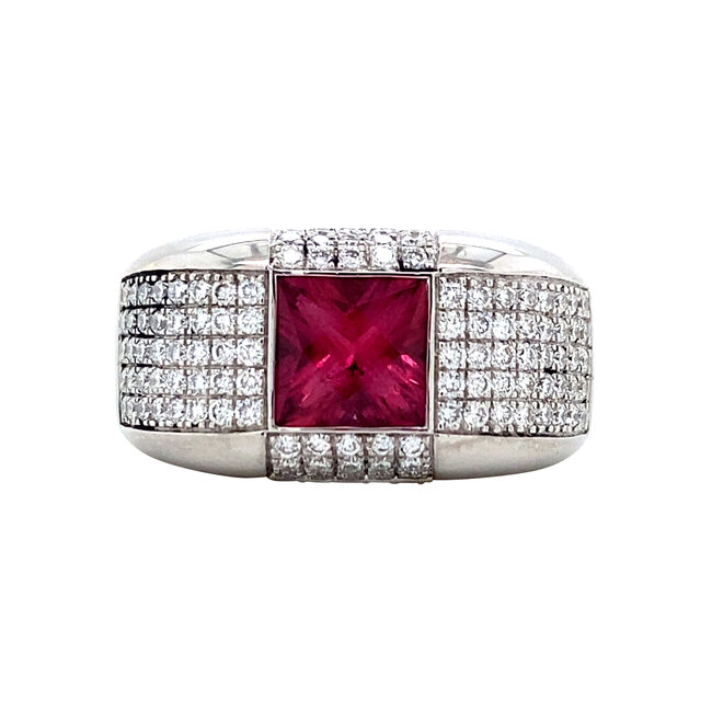 Witgouden ring met toermalijn en diamant van Tirisi 18 karaat