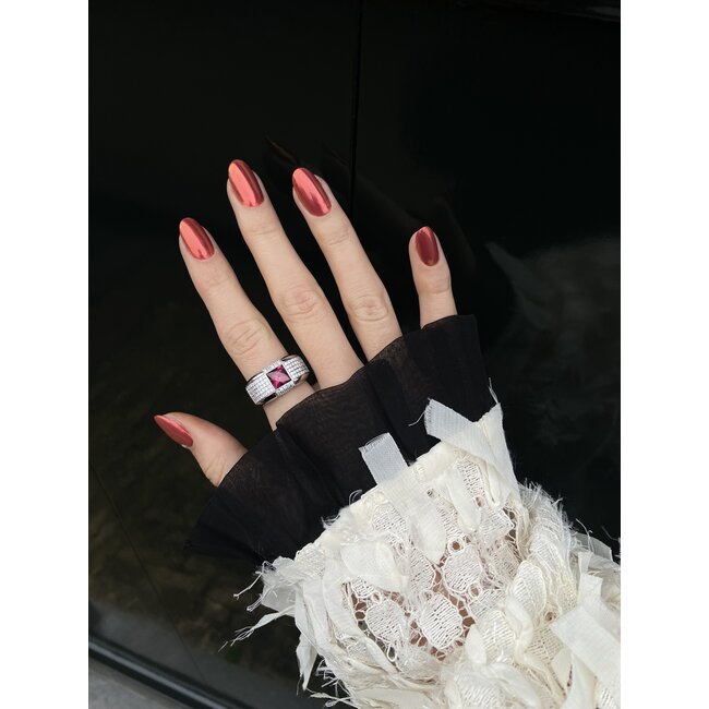 White-gold ring with tourmaline and diamond by Tirisi 18 karat