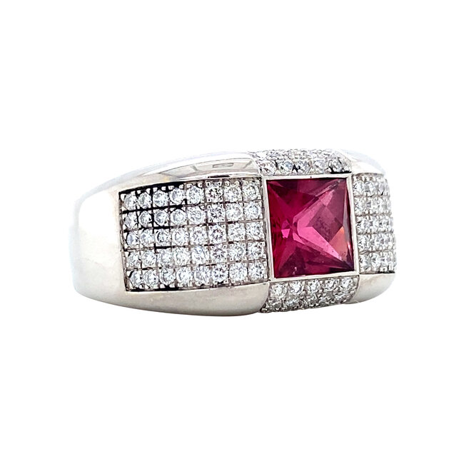 White-gold ring with tourmaline and diamond by Tirisi 18 karat