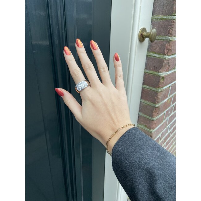 Bicolour gouden ring met diamant van Le Chic 14 karaat