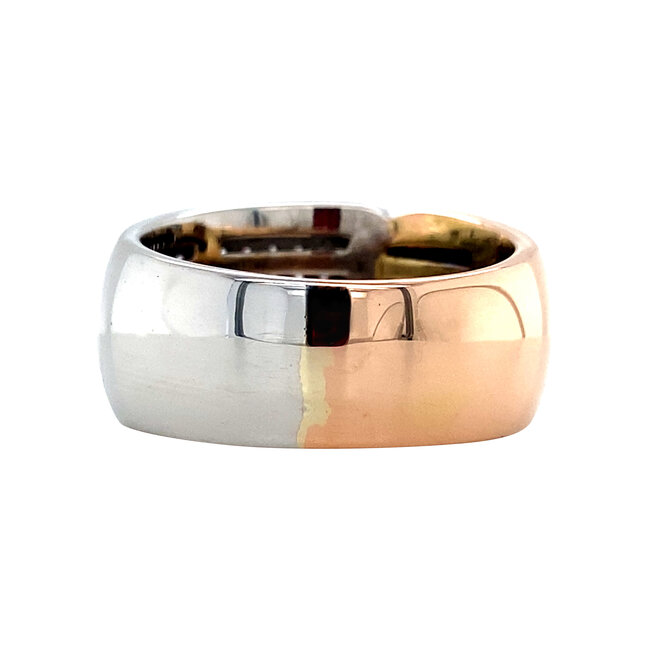 Bicolour gold ring with diamond by Le Chic 14 karat