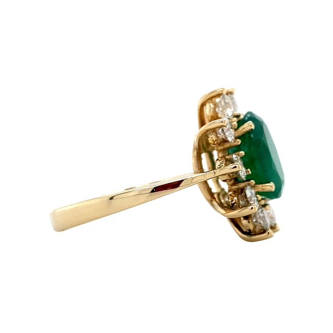 Goldener Entourage-Ring mit Diamant und Smaragd 14 Karat* Neu