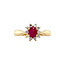 Gold entourage ring with diamond and ruby 14 carat* New
