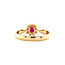 Gold entourage ring with diamond and ruby 14 carat* New