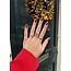 Gold entourage ring with diamond and ruby 14 carat* New