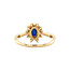 Gouden entourage ring met diamant en saffier 14 karaat* Nieuw