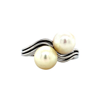 Weißgoldring mit Perle 14 Karat