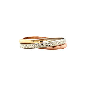 Tricolor goldener Trinity-Ring 14 Karat