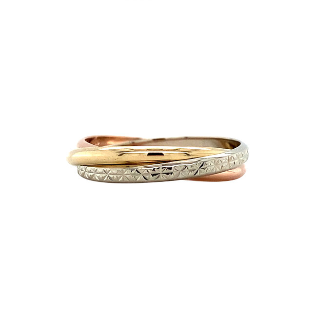 Tricolour gouden trinity ring 14 karaat