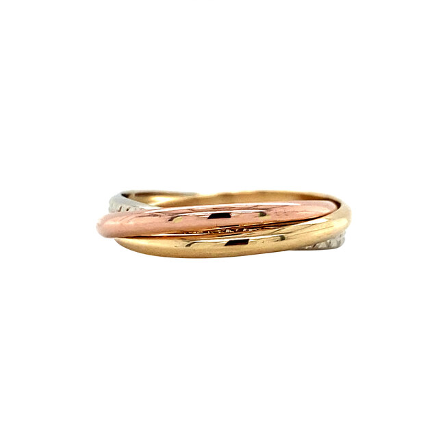 Tricolour gouden trinity ring 14 karaat