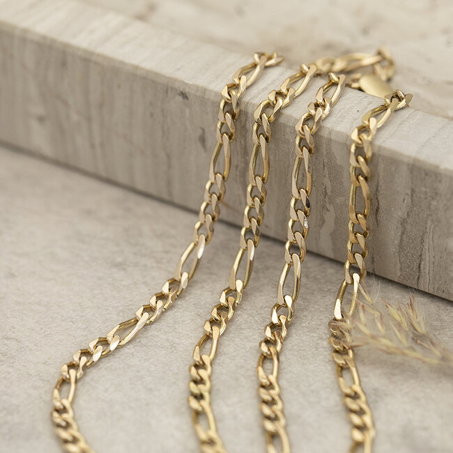 Goldene Figaro-Kette 45,5 cm 14 Karat