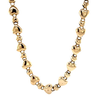 Gouden choker van hartjes 14 karaat