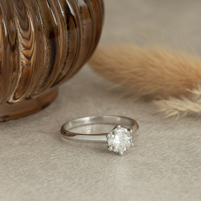 Witgouden solitair ring met diamant 0.86ct. 14 karaat* nieuw
