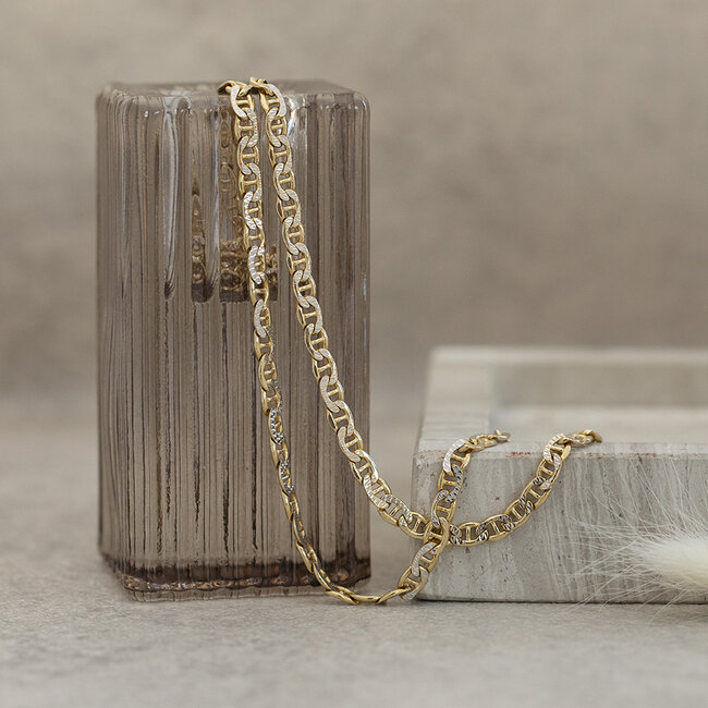 Golden double anchor necklace 51.5 cm 14 karat