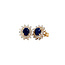 Gold entourage stud earrings with diamond and sapphire 14 karat* new