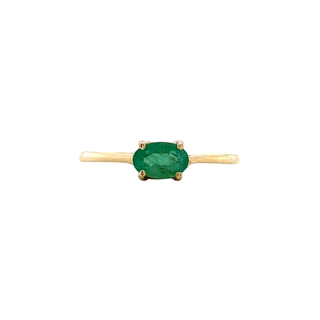 Gouden solitair ring met smaragd 14 karaat* Nieuw