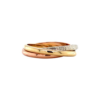 Tricolor Goldener Trinity-Ring 14 Karat