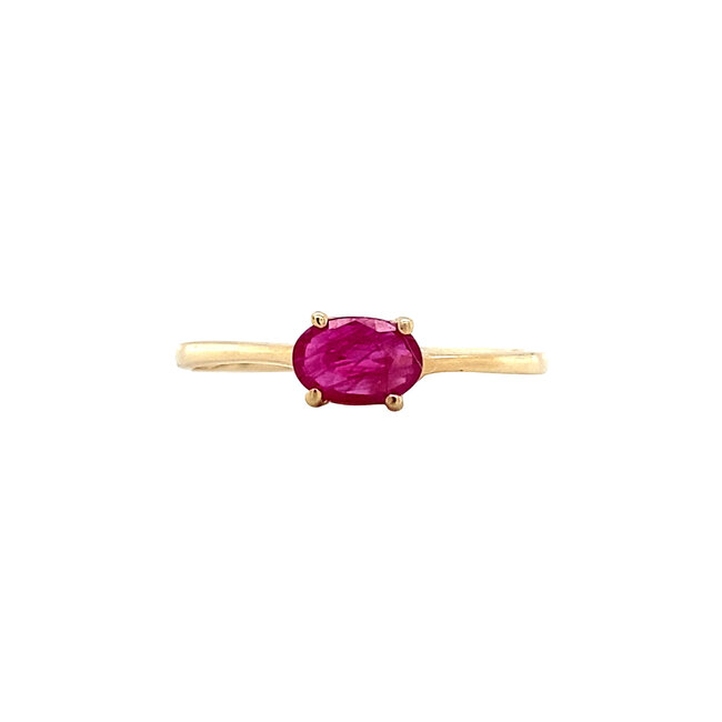 Gold solitaire ring with ruby 14 carat* New