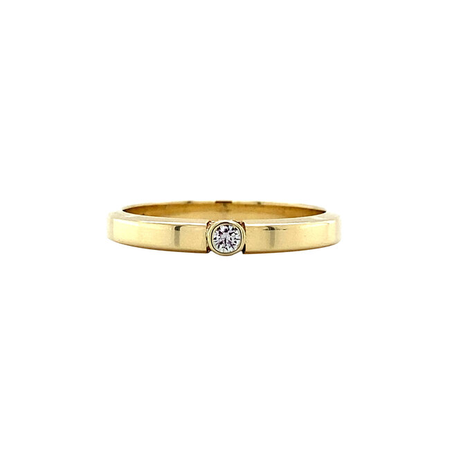 Goldener Memoirering mit Diamant 14 Karat