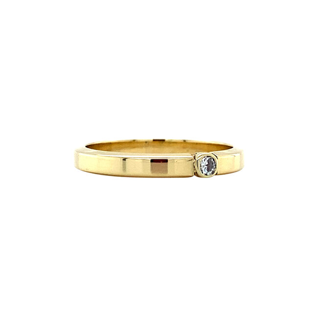 Gouden memoire ring met diamant 14 karaat