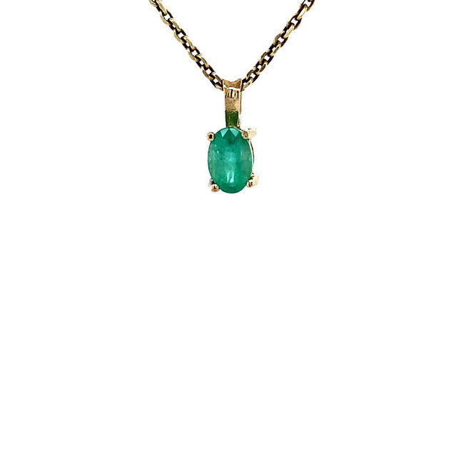 Goldener Solitäranhänger mit Smaragd 14 Karat* Neu