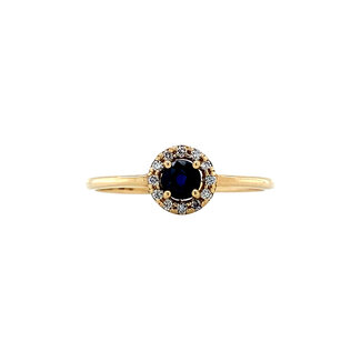 Gold entourage ring with sapphire and diamond 14 karat* New
