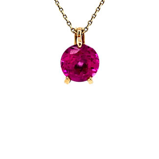 Gold pendant with pink gemstone 14 karat