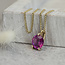Gouden hanger met roze kleursteen 14 karaat