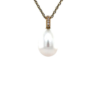 Gouden hanger met parel en diamant 14 karaat* Nieuw