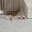 Gold entourage ear studs with ruby and diamond 14 karat* New
