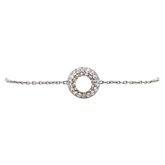 Witgouden armband met parel en zirkonia 17 cm 18 karaat