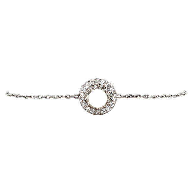 Weißgoldenes Armband mit Perle und Zirkonia 17 cm 18 Karat