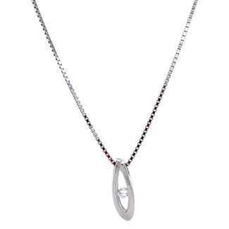 Weißgoldenes Collier mit Zirkonia-Anhänger 42 cm 14 Karat